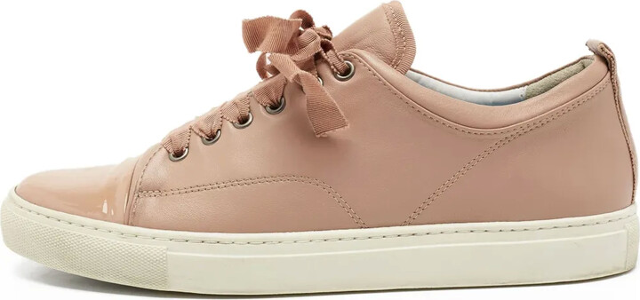 LANVIN Pre-Owned Patent Toe-Capped Lace-Up Sneakers