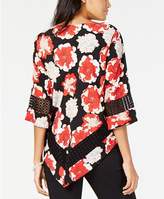 Thumbnail for your product : Alfani Printed Crochet-Trim V-Hem Top, Created For Macy's