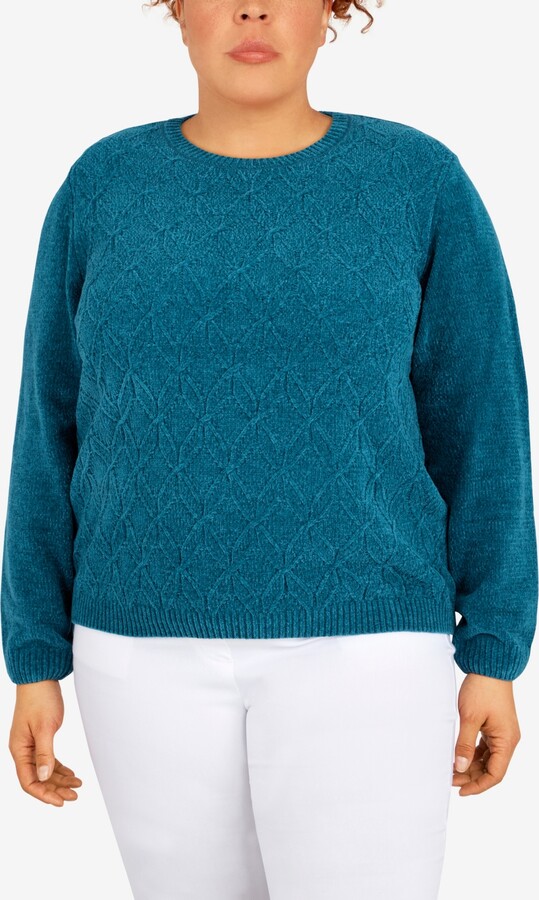 Alfred Dunner Plus Size Classics Chenille Cable Stitch Sweater ShopStyle