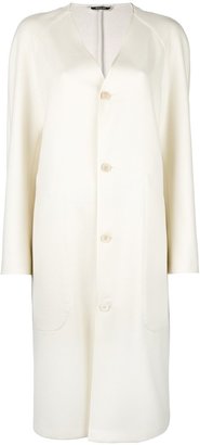 Maison Margiela cashmere collarless buttoned coat - women - Viscose/Cashmere - 42