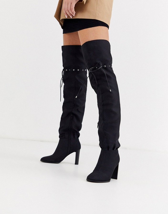 ASOS DESIGN Kyla slouch over the knee boot in black - ShopStyle
