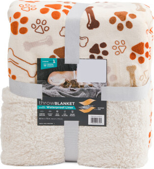 TJMAXX Bones And Paws Waterproof Lined Pet Throw, Polyester
