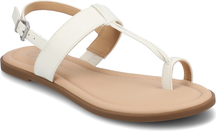 Journee Collection Women's Gerra T Strap Toe Ring Flat Sandals