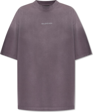 Balenciaga logo-print Cotton T-Shirt - Purple