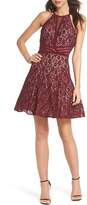 Thumbnail for your product : Morgan & Co. Sheer Inset Lace Fit & Flare Dress