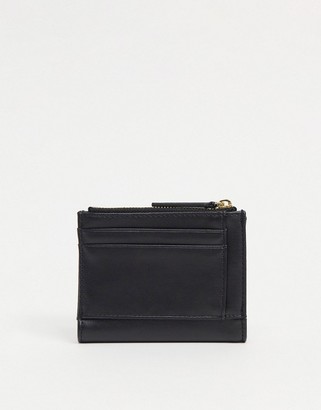 Monki Britta faux-leather zip-through wallet in black