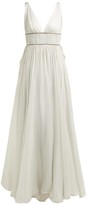 Thumbnail for your product : Maria Lucia Hohan Sage Crystal-embellished Silk Maxi Dress - Silver