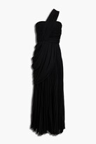 Thumbnail for your product : Giambattista Valli One-shoulder draped pleated silk-crepe maxi dress