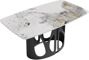 Brayden StudioÂ® Modern Artificial Stone Curved Pandora Black Panel Bronze Iron Metal Legs