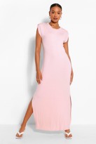 Thumbnail for your product : boohoo Shoulder Pad Jersey Maxi Dress