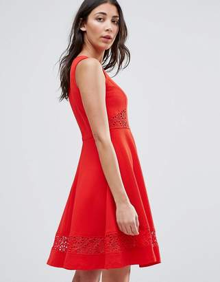 Traffic People Skater Dress With Lace Insert
