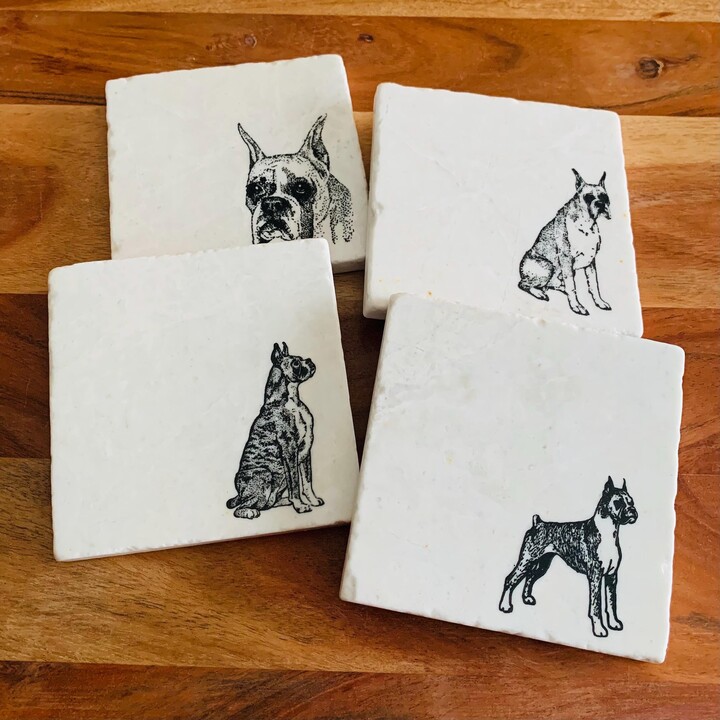 Etsy Boxer Dog Coasters ~ Gift Marble Mom Housewarming For Her