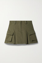 Thumbnail for your product : The Frankie Shop - Audrey Pleated Cotton-twill Mini Skirt - Green
