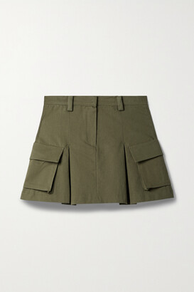 The Frankie Shop - Audrey Pleated Cotton-twill Mini Skirt - Green