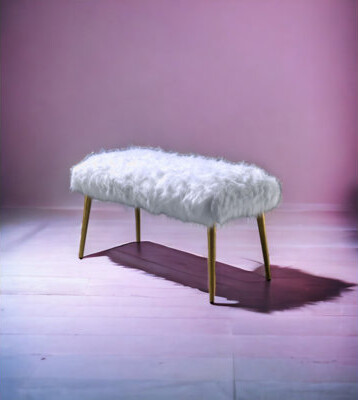 Everly Quinn Bagley II White Faux Fur & Bench