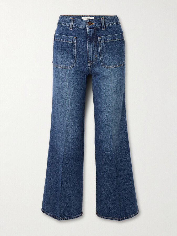 Chloé - Cropped High-rise Bootcut Jeans - Blue