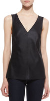 Thumbnail for your product : Neiman Marcus Cusp by Lanis Leather-Front Top, Black