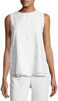 Thumbnail for your product : Lafayette 148 New York Arla Sleeveless Heirloom-Stitch Layered Blouse, White