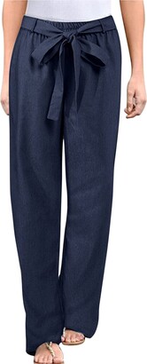 AIchenYW Women's Cotton Linen Baggy Trouser with Pocket