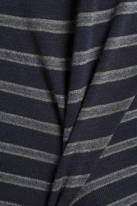 Brunello Cucinelli Metallic Striped Wool And Cashmere-blend Midi Dress