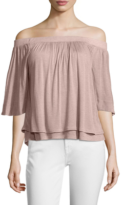Three Dots Womens Ld2655 Refined Jersey Off Shoulder Top