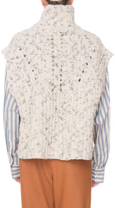 Isabel Marant Judlow Turtleneck Wool Chunky-Knit Vest w/ Side Buttons