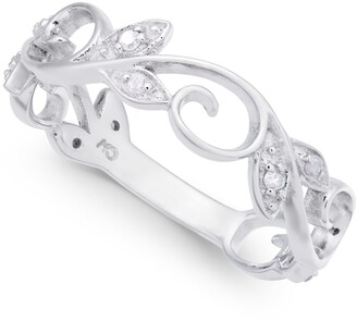 Macy's Diamond Vine & Leaf Ring (1/10 ct. t.w.) in Sterling Silver
