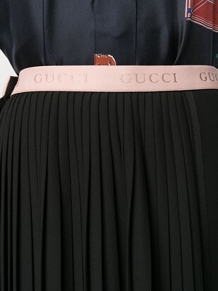 Gucci Logo Waistband Pleated Skirt