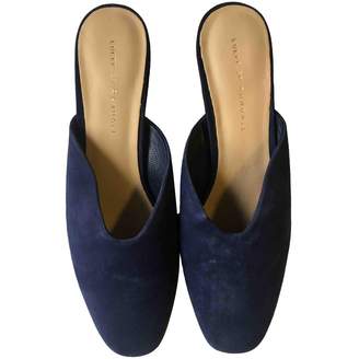 navy suede clogs