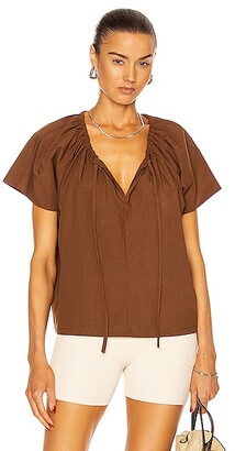 Matteau Drawcord Blouse in Brown