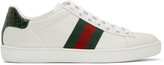 Thumbnail for your product : Gucci White & Green Croc Ace Sneakers