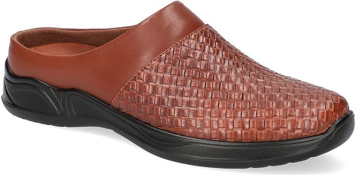 Easy Street Shoes Janalee Women's Tan Woven Embossed Wide Comfort Mules