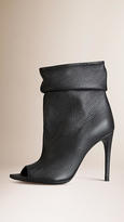 Thumbnail for your product : Burberry Peep-toe Deerskin Boots