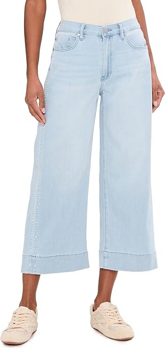 Liverpool Los Angeles 26 Stride Mid-Rise Crop Wide Leg Jeans with Embroidered Side Seam Women's Jeans Marine Flowers : 14 26