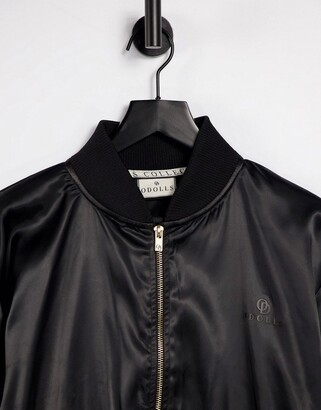 The O Dolls Collection ODolls Collection satin motif bomber jacket in black