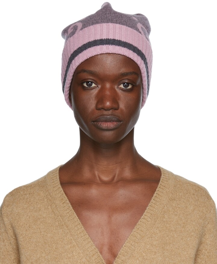 Gucci Grey & Pink Cashmere GG Beanie - ShopStyle Hats