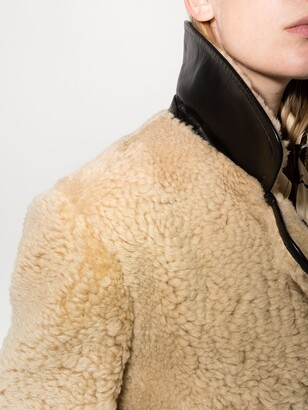 Saint Laurent Leather-Trim Shearling Coat