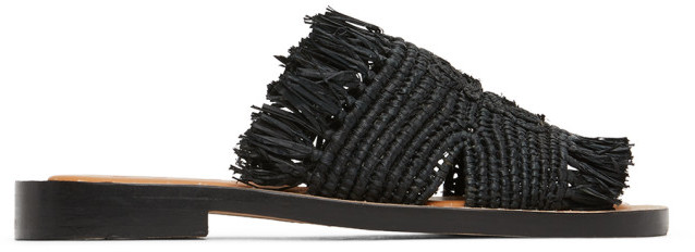 black raffia sandals