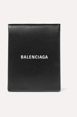 Balenciaga Shopping Envelope Printed Textured-leather Clutch - Black