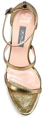Sarah Jessica Parker Halo Ankle-Strap Metallic Leather Sandals
