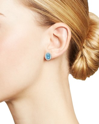 Bloomingdale's Blue Topaz Cabochon and Diamond Earrings in 14K White Gold - 100% Exclusive