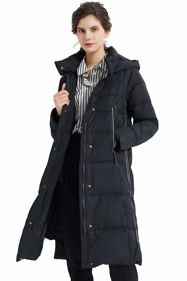 black mid length winter coat