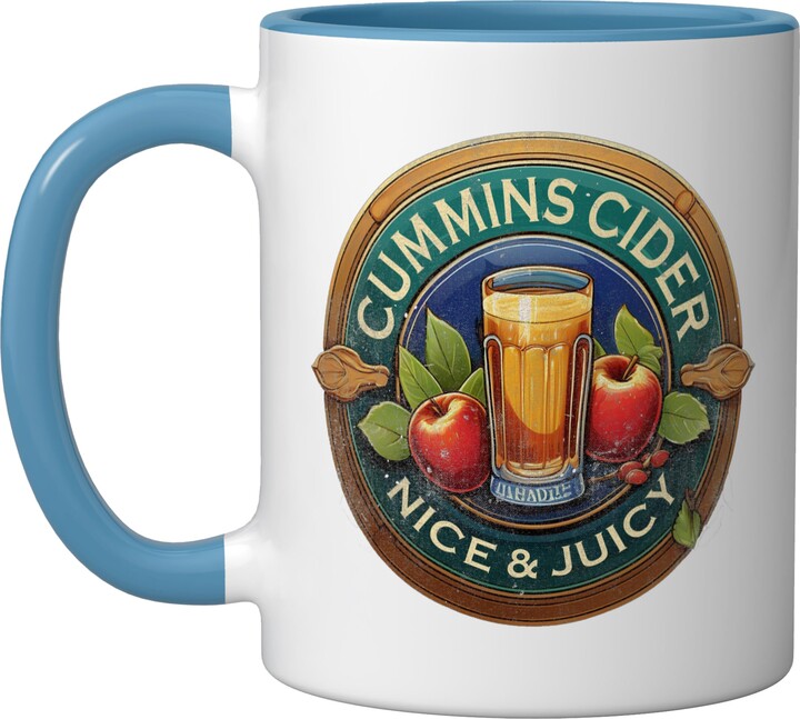 Cider Lover Funny Designs Cummins Cider Lovers Retro Funny Ceramic Mug, Blue/White