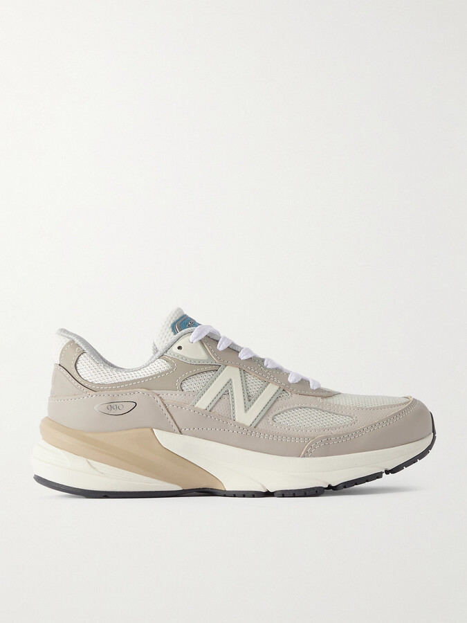 New Balance 990v6 Leather-Trimmed Mesh Sneakers
