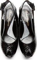 Thumbnail for your product : Robert Clergerie Old Robert Clergerie Black Snakeskin Dylanh Wedge Sandals