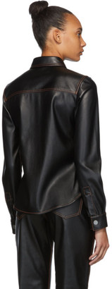 Proenza Schouler Black Faux-Leather Button-Down Shirt