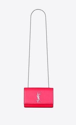 Saint Laurent Monogram Kate Kate Small In Grain De Poudre Embossed Patent Leather Neon Pink Onesize