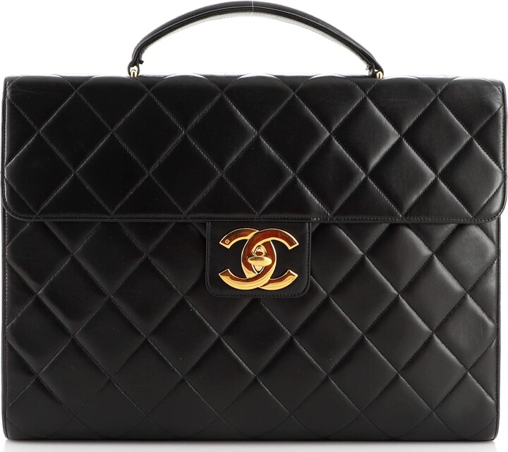 Chanel Vintage CC Briefcase Quilted Lambskin Large ShopStyle Satchels