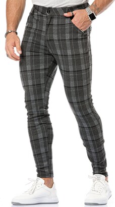 CANGHPGIN Mens Plaid Stretch Dress Pants Slim Fit Skinny Chino Pants  Tapered Men Checkered Business Casual Pants - ShopStyle Formal Trousers