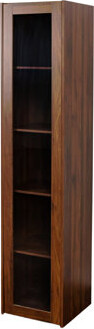 17 Stories Display Cabinet With Glass Doors Curio Storage Cabinet With 5 Shelves Bookcase With LED Lights